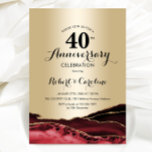ルビーレッド金ゴールド40周年記念 招待状<br><div class="desc">金ゴールドとルビーレッド40周年記念の招待。エレガントフォーマルデザインはグリッターの背景、大理石の背フェイク景、タイポグラフィ金ゴールドおよびスクリプトフォント。トレンディー招待状カードスタイリッシュは結婚記念日お祝い。印刷されたZazzle招待状または即時ダウンロードのデジタル印刷可能なテンプレート。</div>