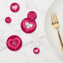 ルビーレッド40周年結婚のハートと写真