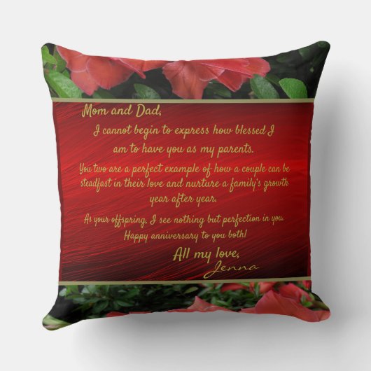 ルビーレッド40周年結婚母とパパ クッション (裏面)