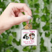 ルビーレッド40周年結婚11フォトコラージュ キーホルダー (手)