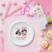 ルビーレッド40周年結婚11フォトコラージュ ペーパープレート (パーティー)