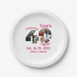 ルビーレッド40周年結婚11フォトコラージュ ペーパープレート