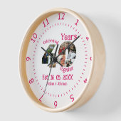 ルビーレッド40周年結婚11フォトコラージュ 壁時計 (傾斜)