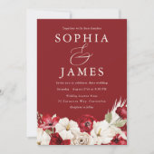 ルビーレッド&アイボリークラシックヴィンテージ結婚ズ 招待状 (正面)