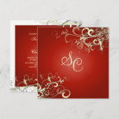 ルビーレッド＋クリームのスワール 招待状 (正面/裏面)