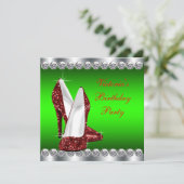 ルビーレッド&グリーンクリスマスバースデーパーティー 招待状 (スタンド正面)