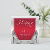 ルビーレッド&シルバースティレット40th誕生日 招待状 (スタンド正面)