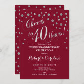 ルビーレッド&シルバー40周年招待状 招待状 (正面/裏面)