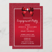 ルビーレッド&ジェムスタイリッシュ婚約 招待状 (正面/裏面)