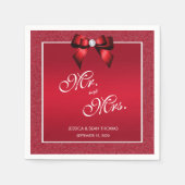 ルビーレッド&スタイリッシュジェム結婚ズ スタンダードカクテルナプキン (正面)