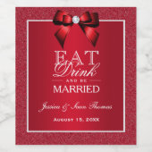 ルビーレッド&スタイリッシュジェム結婚ズ ワインラベル (シングルラベル)