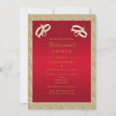 ルビーレッド、スパークリー金ゴールドリングや輪リハーサルディナー 招待状 (正面)