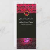 ルビーレッド バーガンディ ブラック ダマスク モノグラム ホワイトルビー 招待状 (裏面)