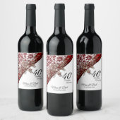 ルビーレッド&ホワイト40周年結婚記念 ワインラベル (ボトル)