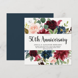 ルビーレッド ワインフラワー 50周年 結婚記念日 招待状