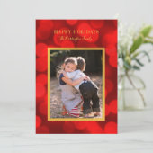 ルビーレッド《写真》ぼけ味ライトフェイク金ゴールドハッピーホリデー シーズンカード (スタンド正面)