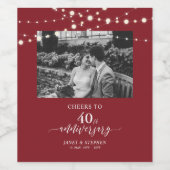 ルビーレッド 40周年結婚記念日 おめでとう | ライト ワインラベル (シングルラベル)