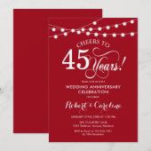 ルビーレッド 45周年結婚記念日 招待状 (正面/裏面)