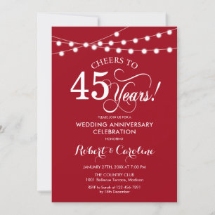 ルビーレッド 45周年結婚記念日 招待状