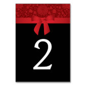 ルビーレッドBrocadeサテンボウ結婚ズ テーブルナンバー (正面)