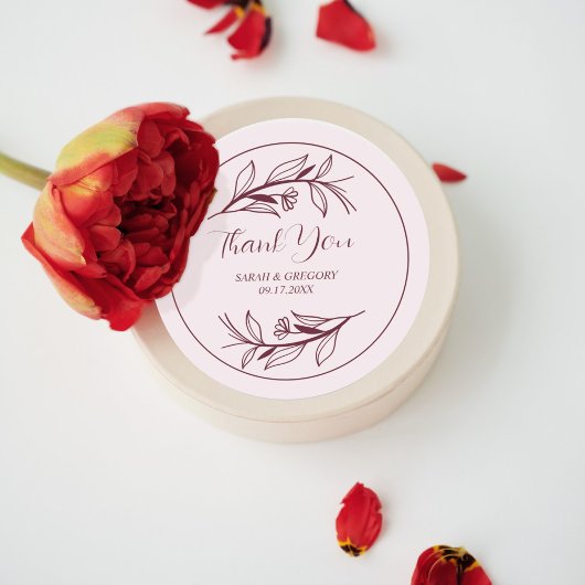 ルビーワインシンプルボホサンキュー結婚式の引き出物 ラウンドシール