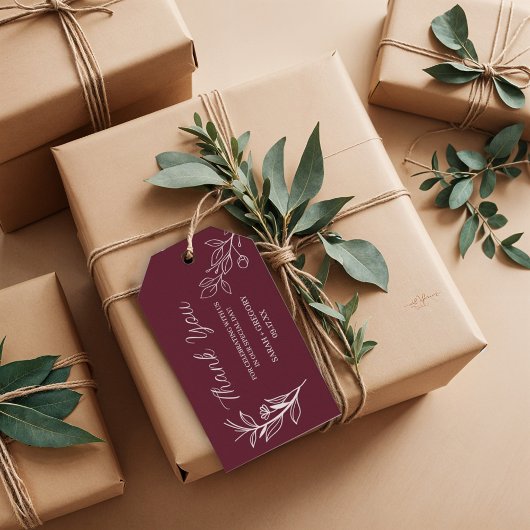 ルビーワインシンプルボホフローラサンキュービター ギフトタグ