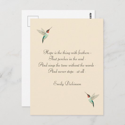 ルビー喉のスズメハチドリに希望を託して ポストカード (正面/裏面)