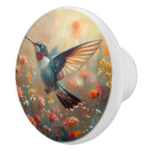 ルビー喉のハミングバードフローラ セラミックノブ (右)