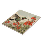 ルビー喉のハミングバード、白と緑の体 タイル (側面)