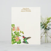 ルビー喉のハミングバードinオダマキ（植物） レターヘッド (スタンド正面)