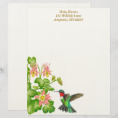 ルビー喉のハミングバードinオダマキ（植物） レターヘッド (正面/裏面)