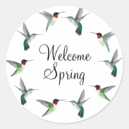 ルビー喉ハミングバーズウェルカム春 ラウンドシール