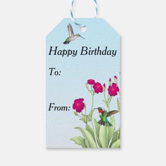 ルビー喉ハミングバードカップルのギフトラベル ギフトタグ (裏面)