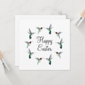 ルビー喉ハミングバードハッピーイースターカード カード (正面/裏面インサイチュ)
