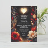 ルビー太いクラレット白ハート赤ブラック結婚へ 招待状 (スタンド正面)