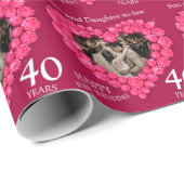 ルビー婚式40周年記念の赤いハートの写真 ラッピングペーパー (ロールコーナー)