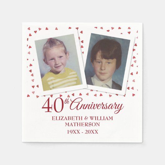 ルビー婚40周年記念の子供時代の写真 スタンダードカクテルナプキン (正面)