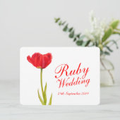 ルビー婚40周年 赤いチューリップアート 招待状 (スタンド正面)
