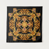 ルビー玉石と金ゴールドを持つシルクスカーフのデザイン タペストリー (正面)