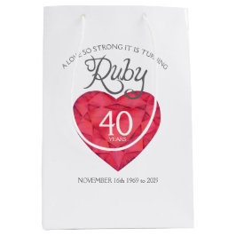 ルビー第40記念日のカスタムなジュエリーのギフトバッグ ミディアムペーパーバッグ