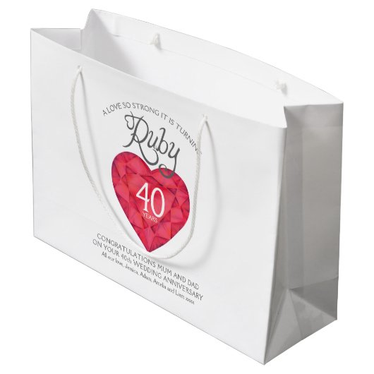 ルビー第40記念日のカスタムはギフトバッグを育てます ラージペーパーバッグ (裏面アングル)