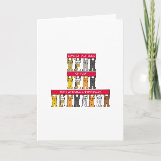 ルビー結婚のおめでとう猫 カード (正面)