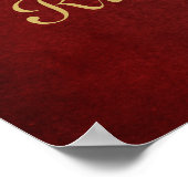 ルビー結婚ズ記念日アンティークダマスク金ゴールドレッド ポスター (角)