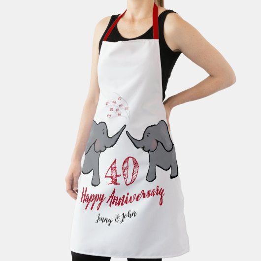 ルビー結婚記念日かわいい象エプロン エプロン (インサイチュ)