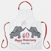 ルビー結婚記念日かわいい象エプロン エプロン (正面)