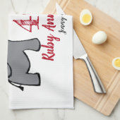 ルビー結婚記念日のかわいい象 キッチンタオル (四つ折り)