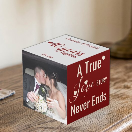 ルビー結婚40周年記念の赤とグレーの写真 フォトキューブ