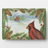 ルビー色のカーディナルクリスマスホリデーアートデコ フォトプラーク (正面)