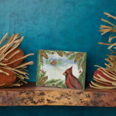 ルビー色のカーディナルクリスマスホリデーアートデコ フォトプラーク (側面)