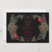 ルビー色のカーディナルリースのクリスマスパーティのお知らせ 招待状 (正面)